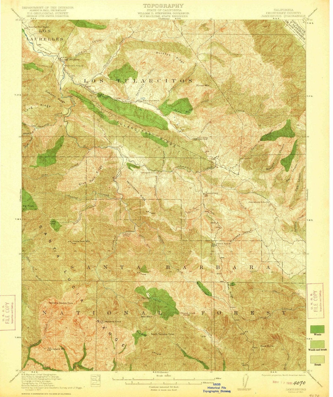1921 Jamesburg, CA - California - USGS Topographic Map
