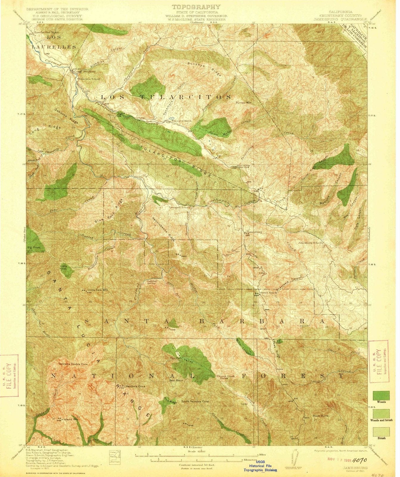 1921 Jamesburg, CA - California - USGS Topographic Map