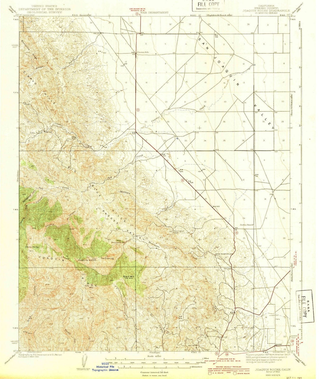 1943 Joaquin Rocks, CA - California - USGS Topographic Map