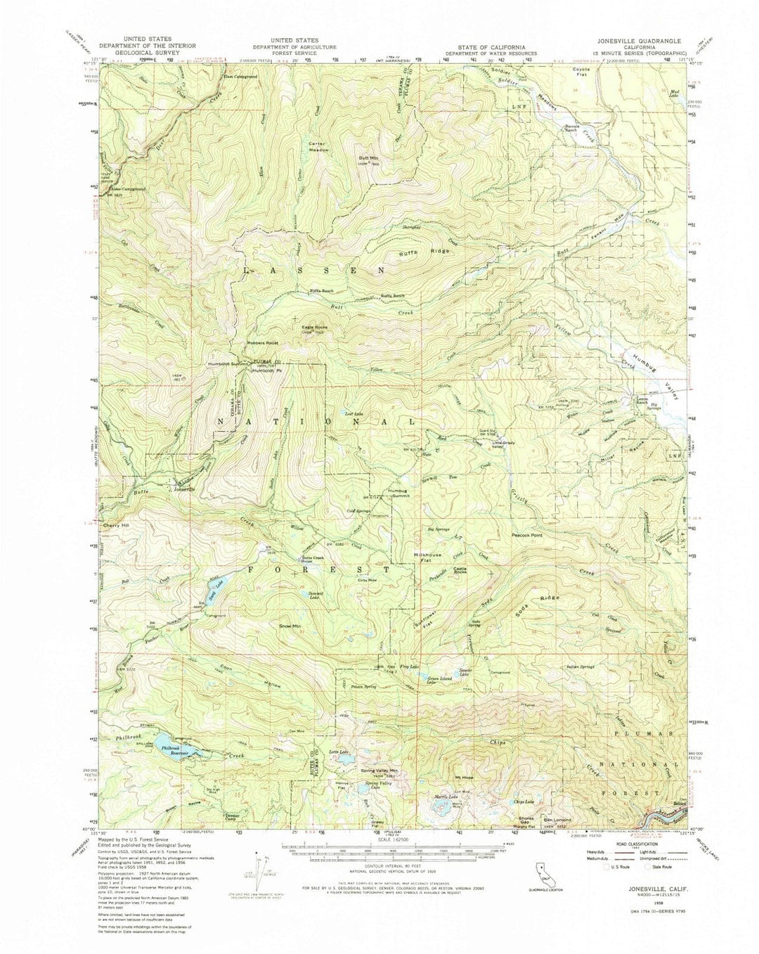 1958 Jonesville, CA - California - USGS Topographic Map