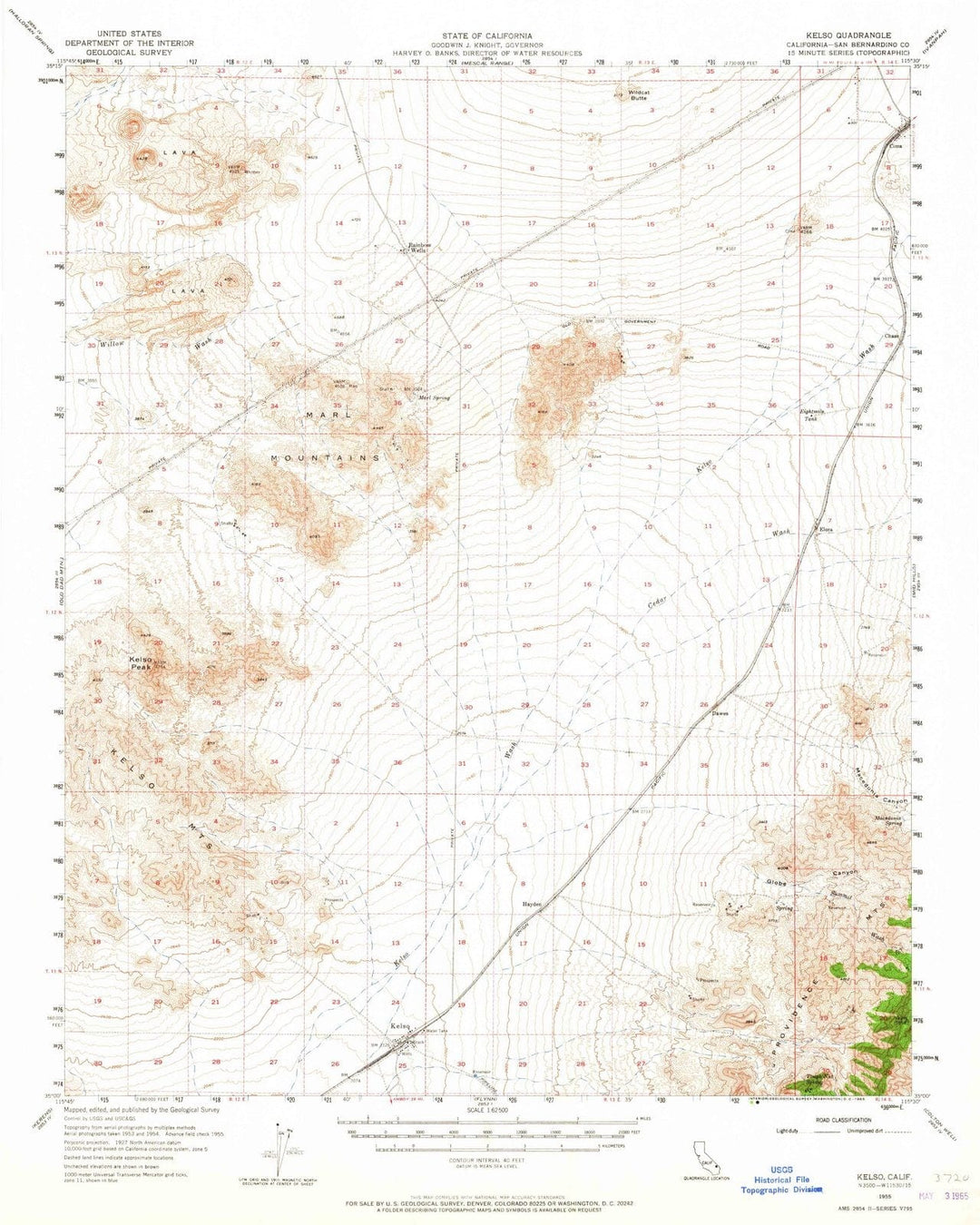 1955 Kelso, CA - California - USGS Topographic Map