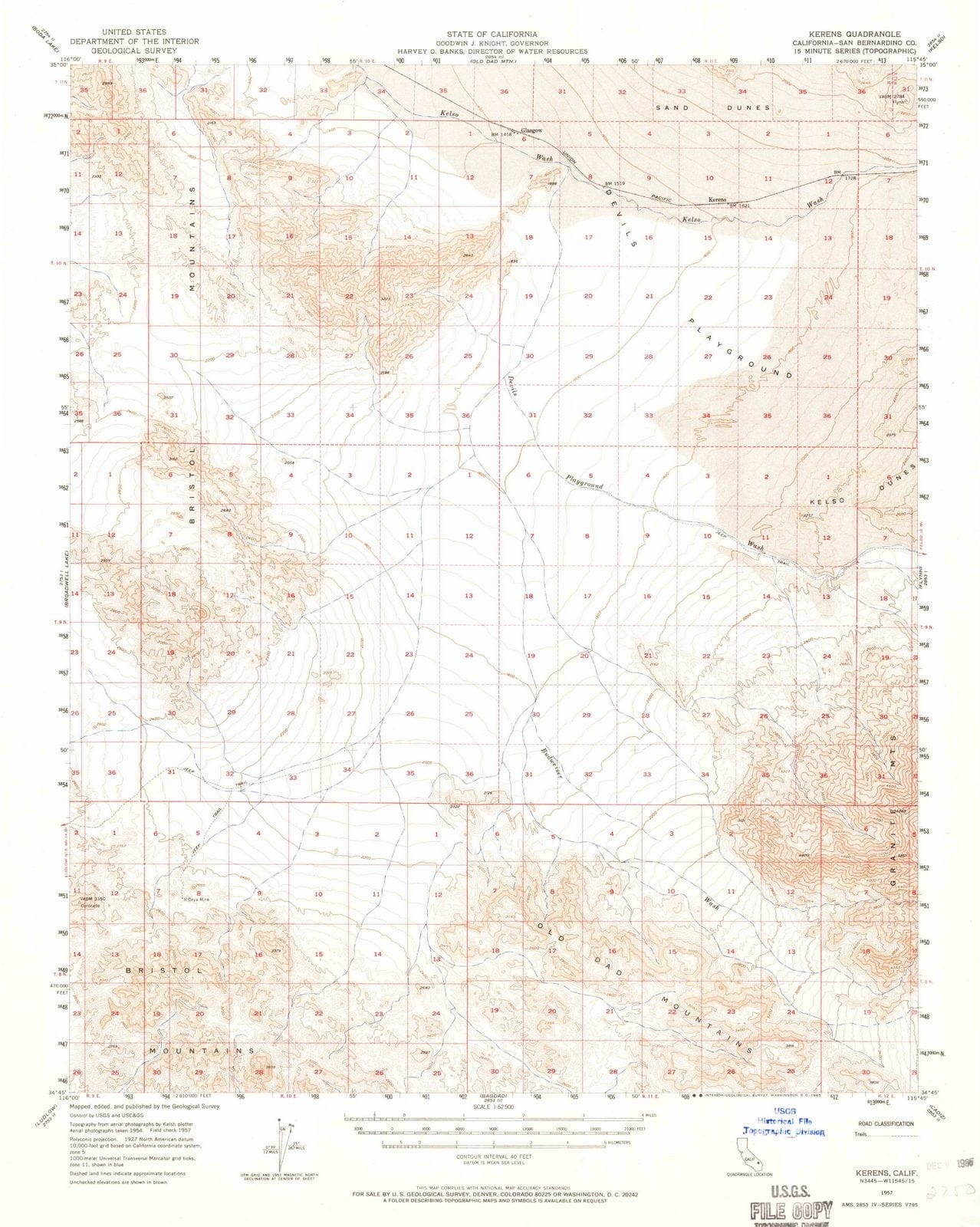 1957 Kerens, CA - California - USGS Topographic Map