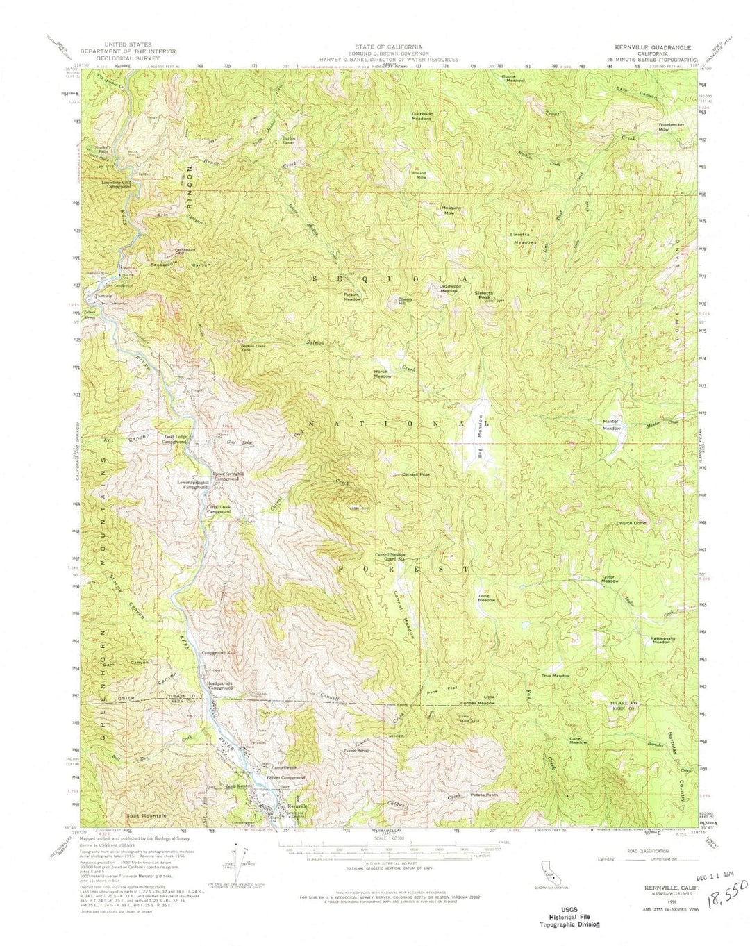 1956 Kernville, CA - California - USGS Topographic Map