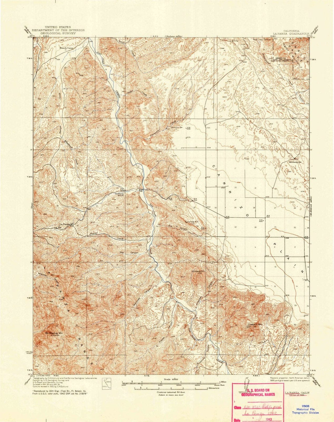 1935 La Panza, CA - California - USGS Topographic Map