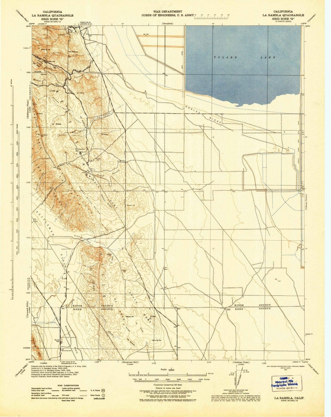 1943 La Rambla, CA - California - USGS Topographic Map