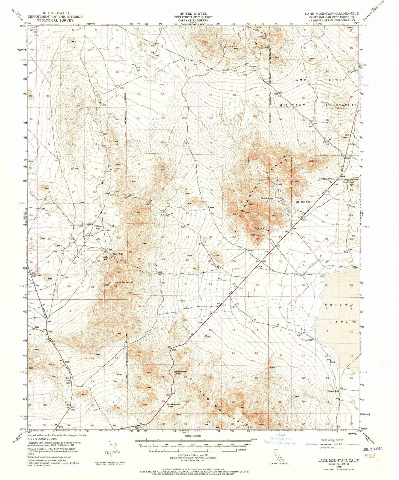 1948 Lane Mountain, CA - California - USGS Topographic Map