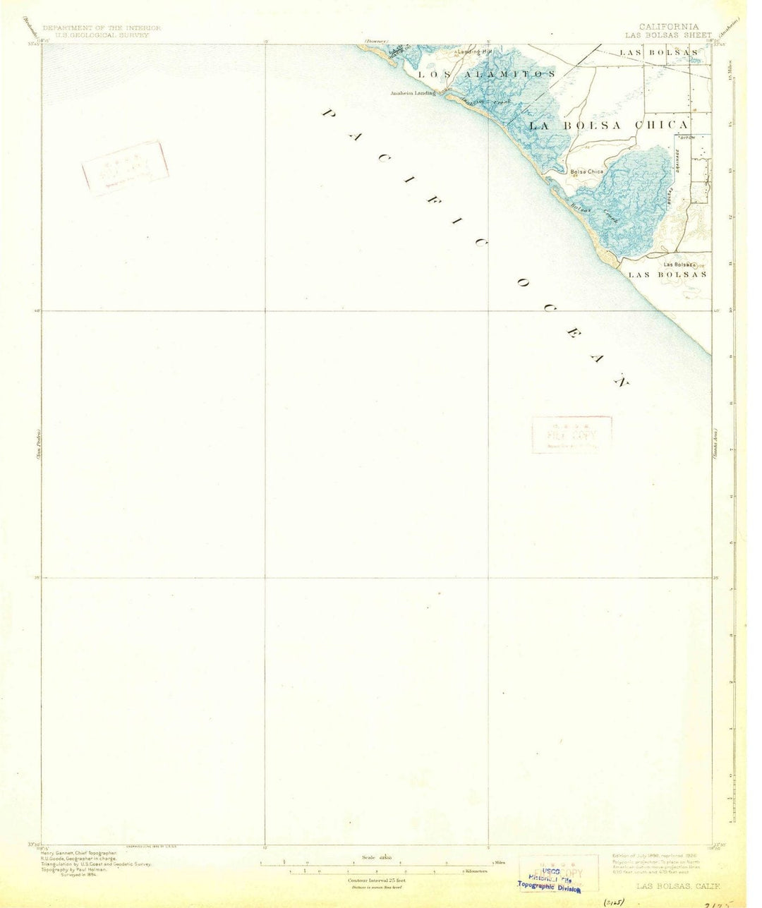 1896 Las Bolsas, CA - California - USGS Topographic Map