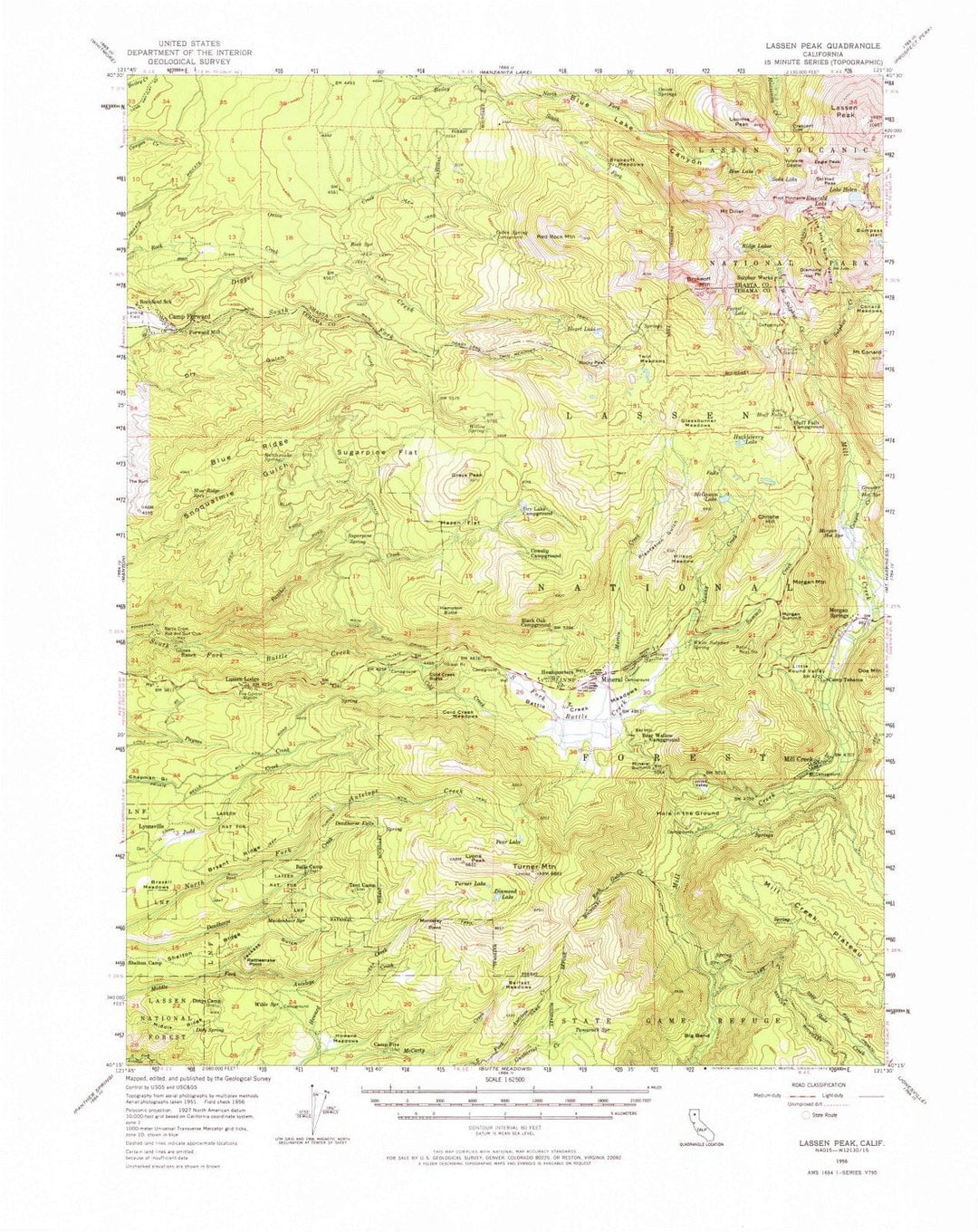 1956 Lassen Peak, CA - California - USGS Topographic Map