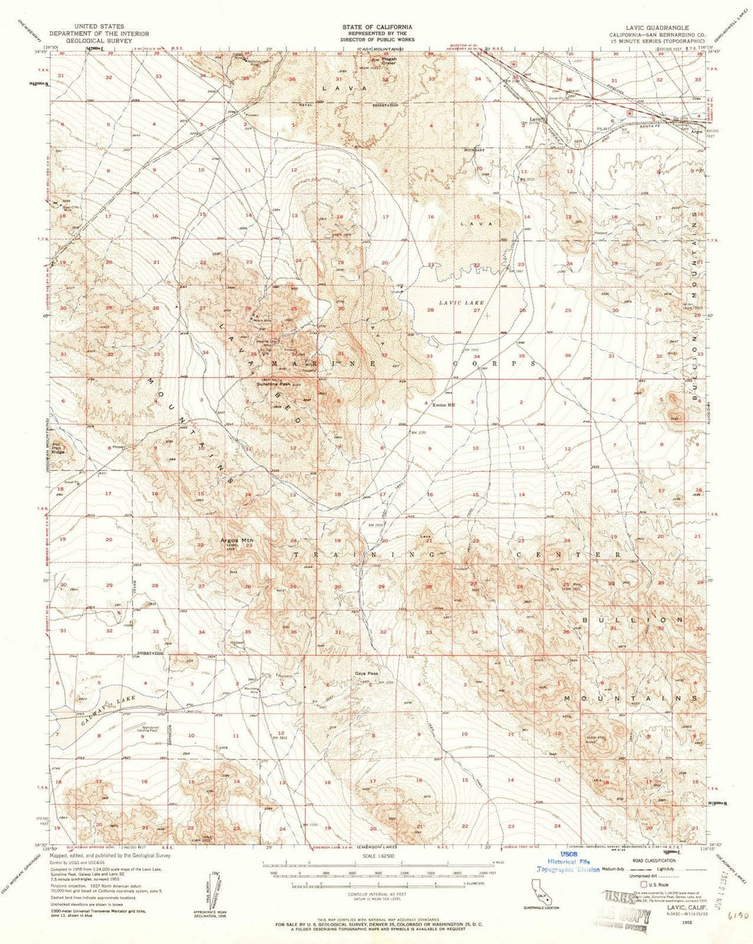 1955 Lavic, CA - California - USGS Topographic Map