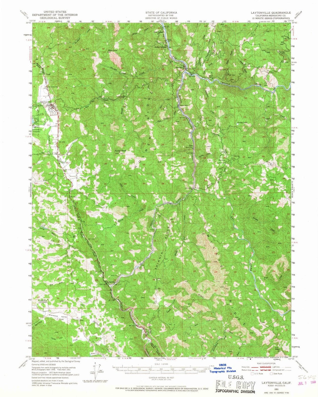 1951 Laytonville, CA - California - USGS Topographic Map
