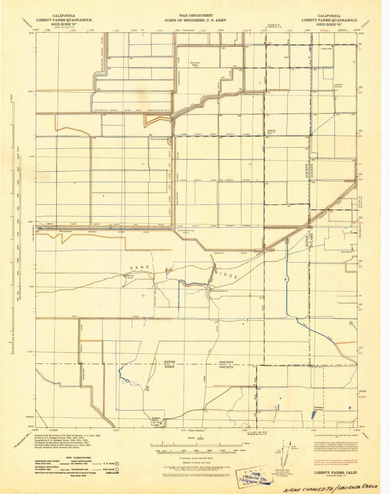 1942 Liberty Farms, CA - California - USGS Topographic Map