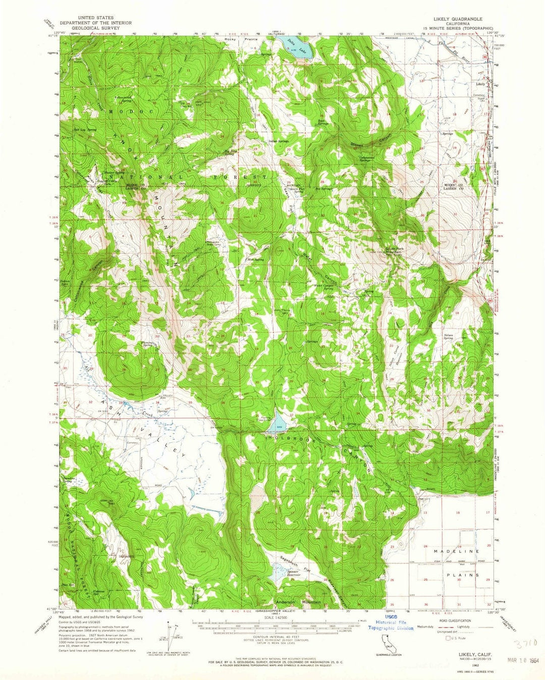 1962 Likely, CA - California - USGS Topographic Map