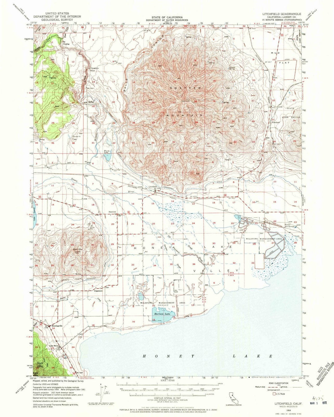 1954 Litchfield, CA - California - USGS Topographic Map