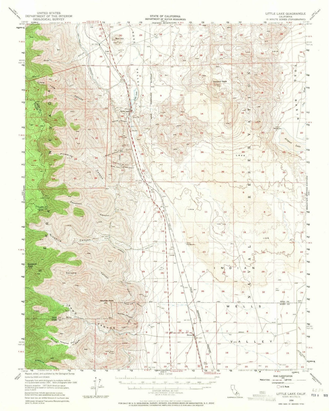 1954 Little Lake, CA - California - USGS Topographic Map