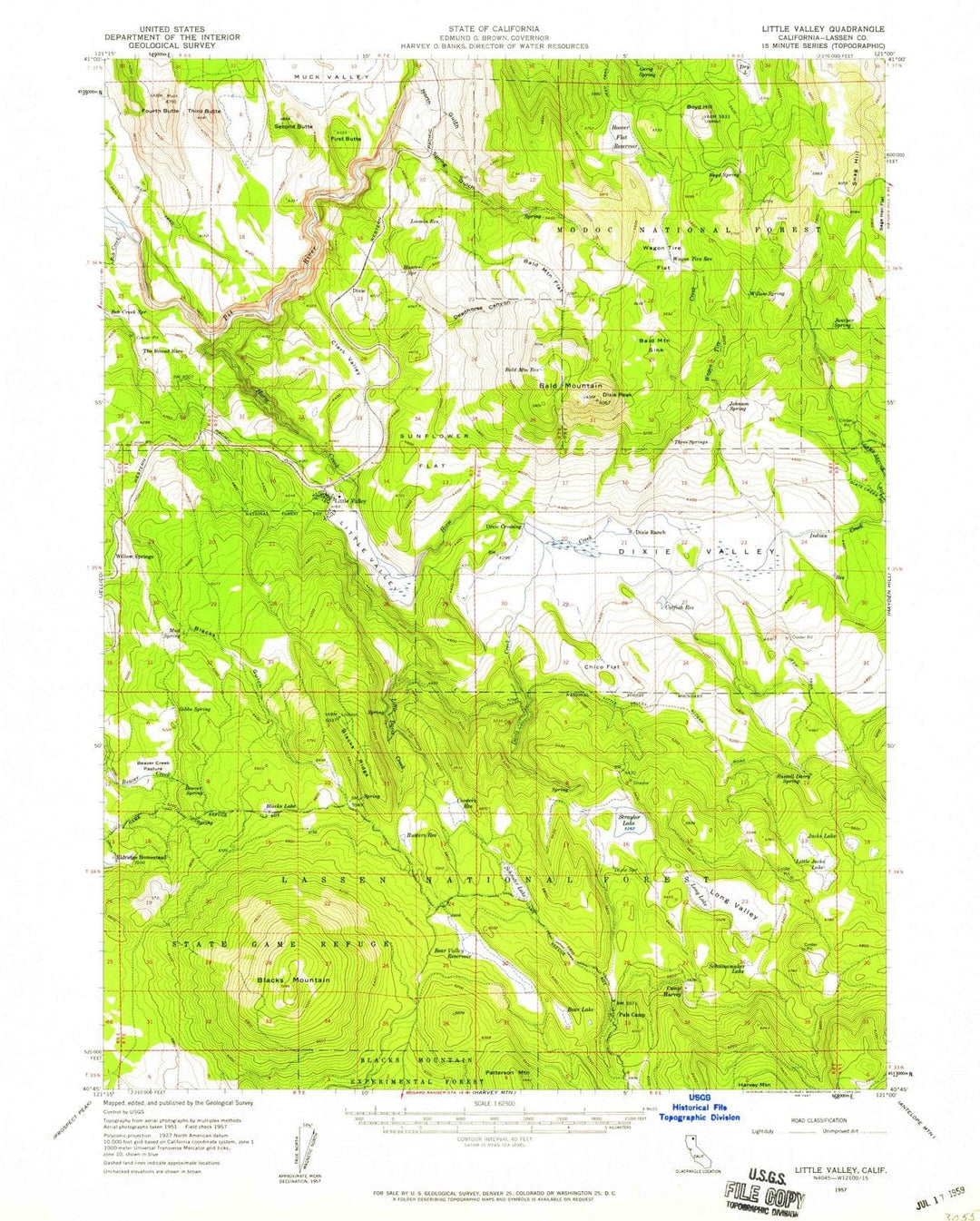 1957 Little Valley, CA - California - USGS Topographic Map