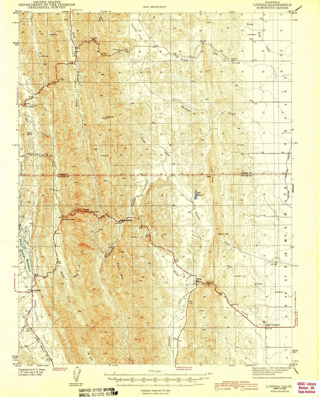 1943 Lodoga, CA - California - USGS Topographic Map