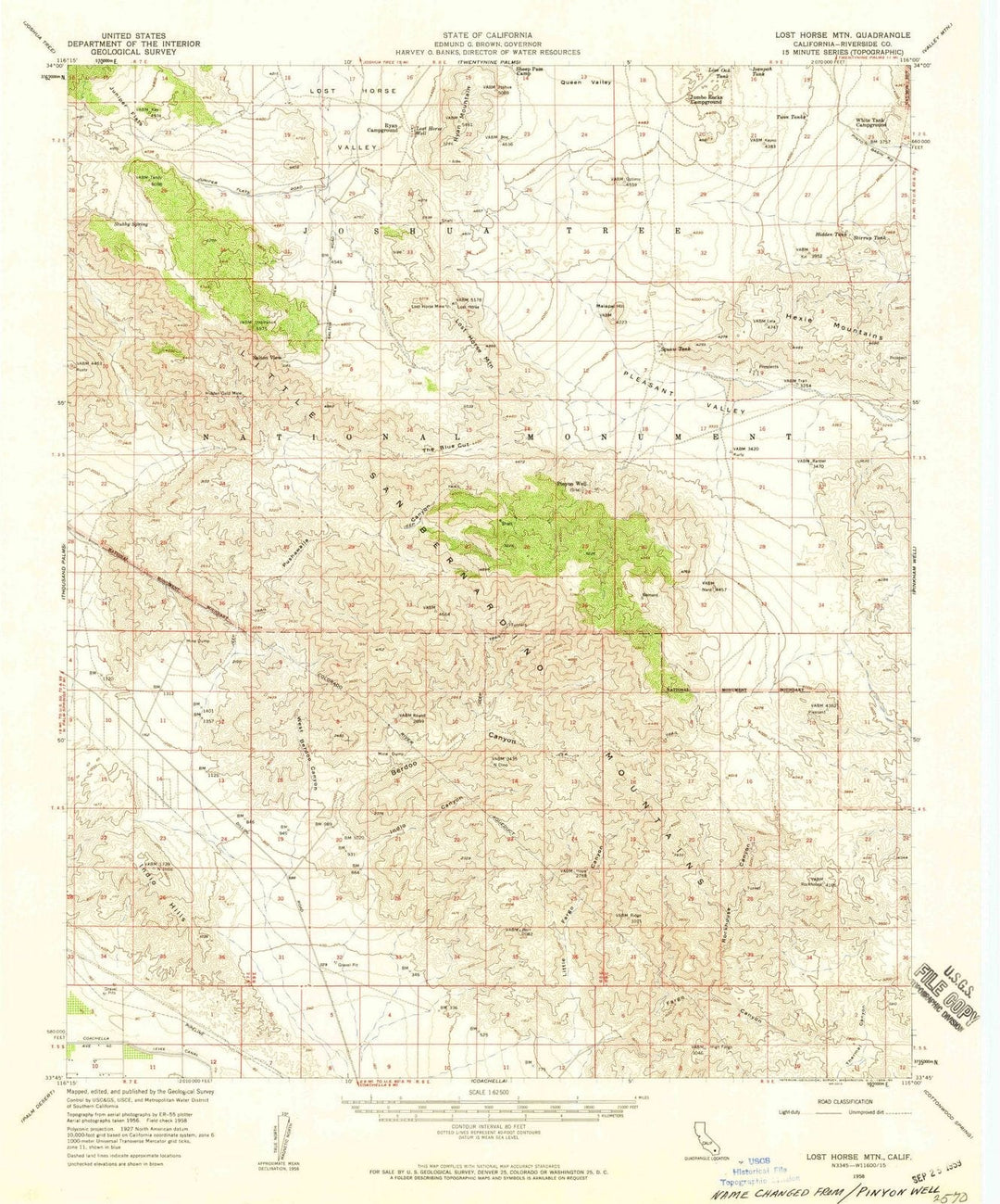 1958 Lost Horse MTN, CA - California - USGS Topographic Map