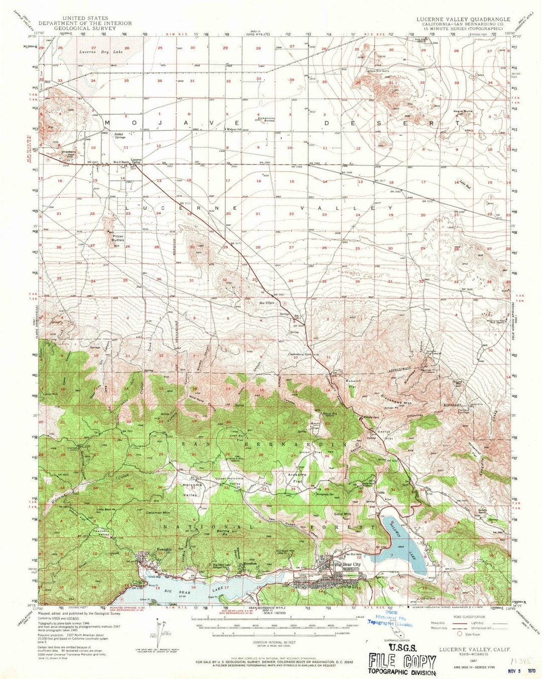 1947 Lucerne Valley, CA - California - USGS Topographic Map