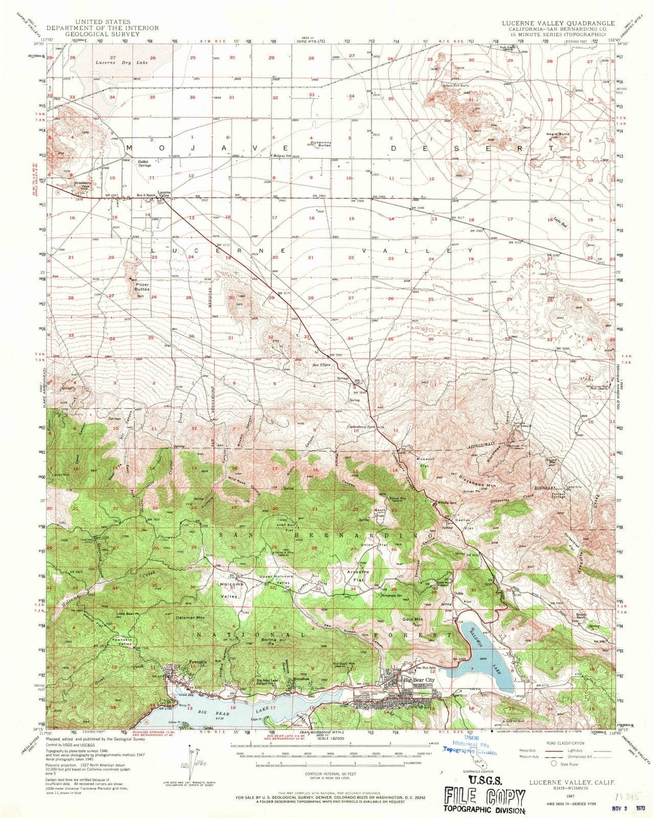 1947 Lucerne Valley, CA - California - USGS Topographic Map