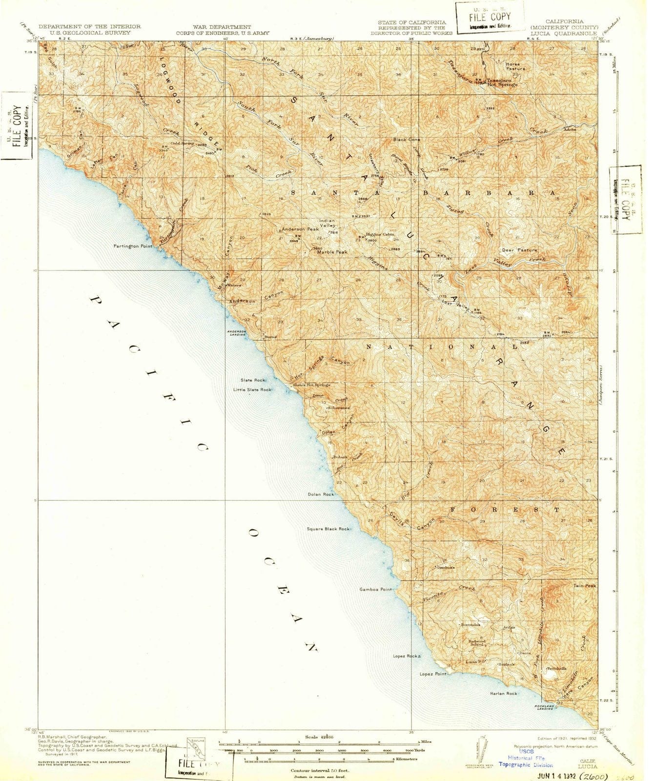 1921 Lucia, CA - California - USGS Topographic Map