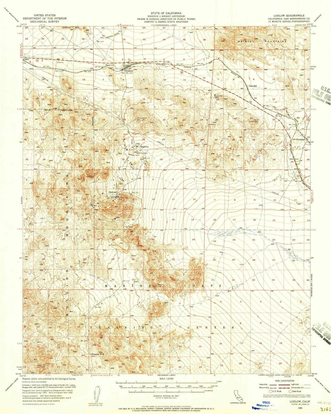 1955 Ludlow, CA - California - USGS Topographic Map