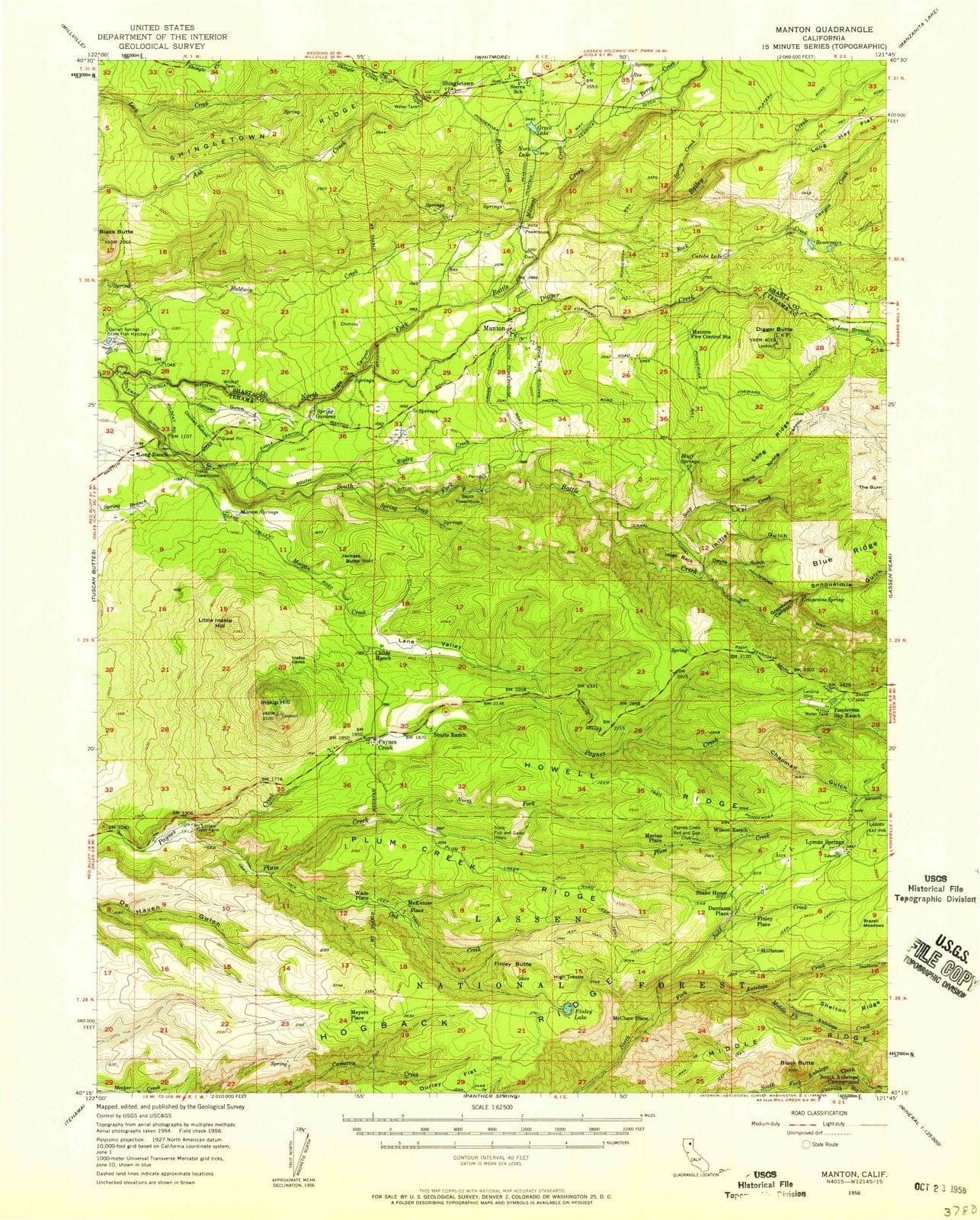 1956 Manton, CA - California - USGS Topographic Map