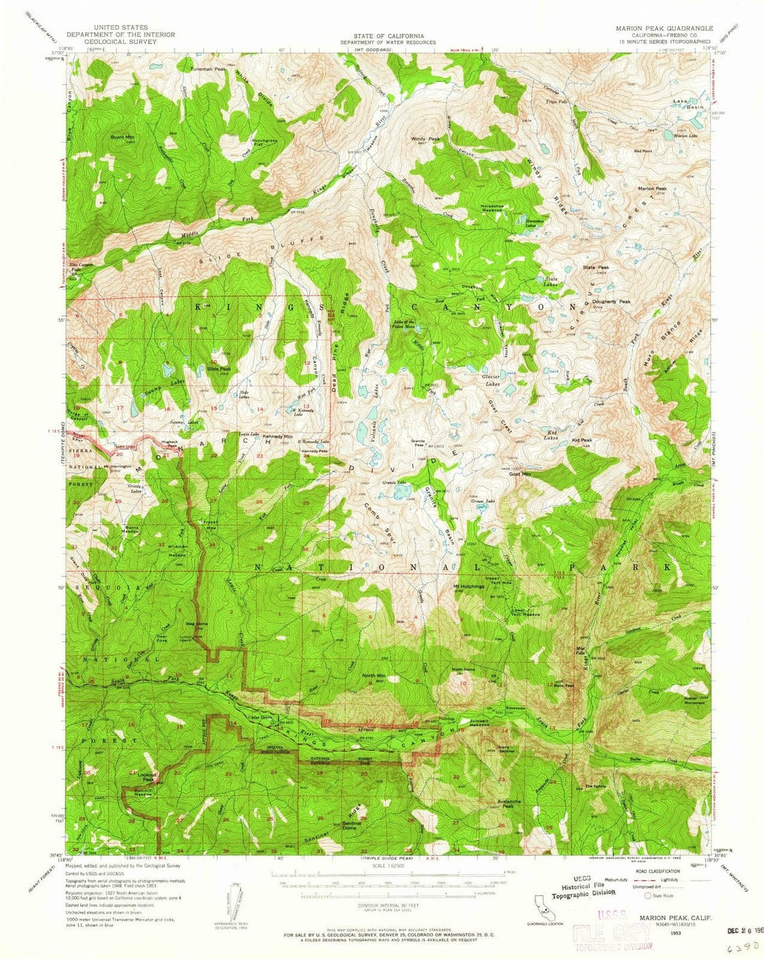 1953 Marion Peak, CA - California - USGS Topographic Map
