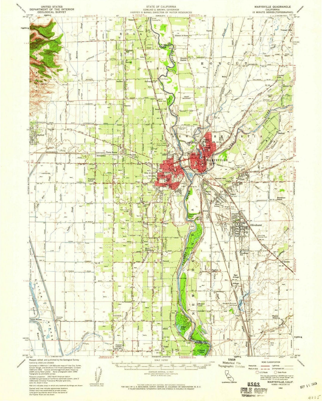 1952 Marysville, CA - California - USGS Topographic Map