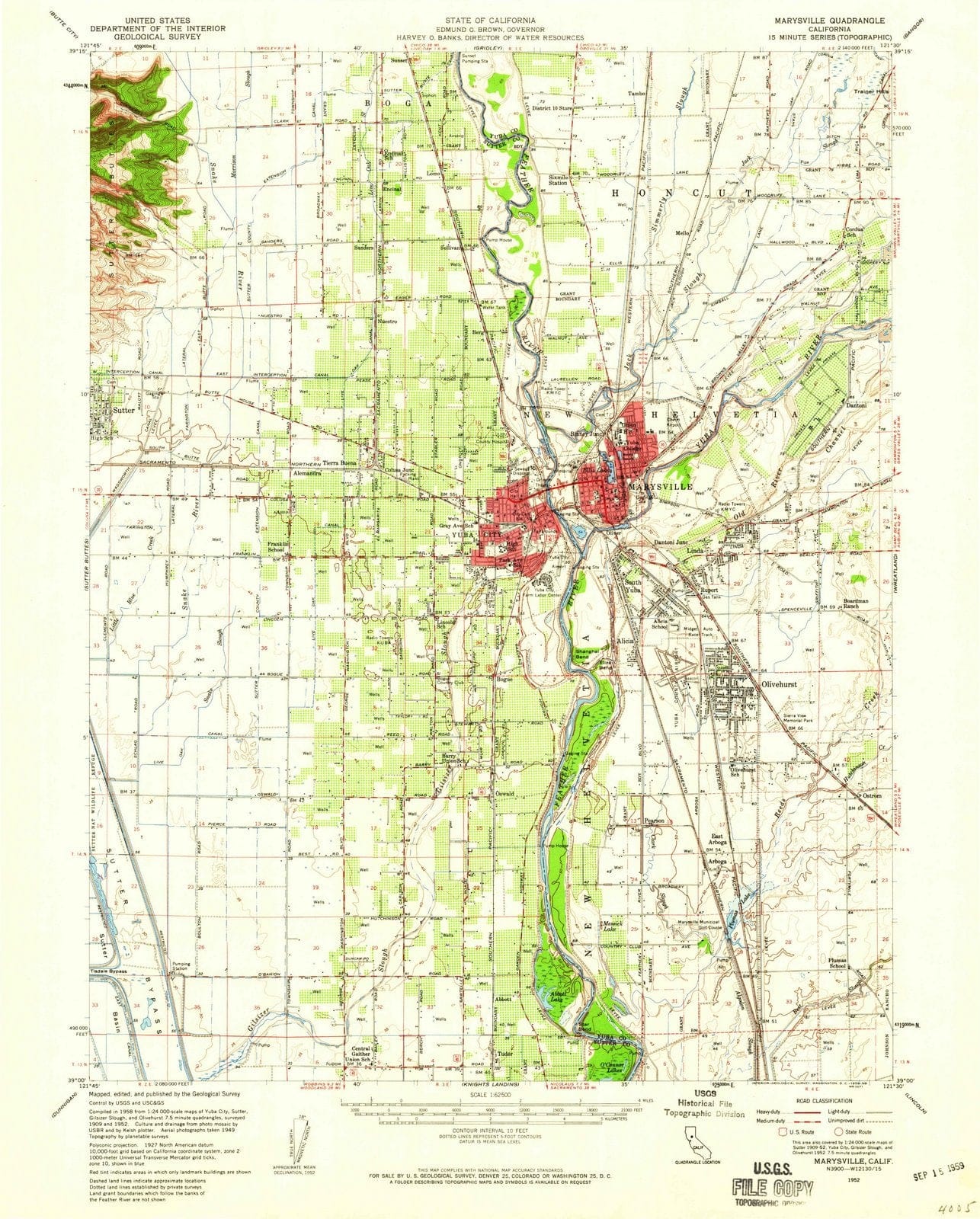 1952 Marysville, CA - California - USGS Topographic Map