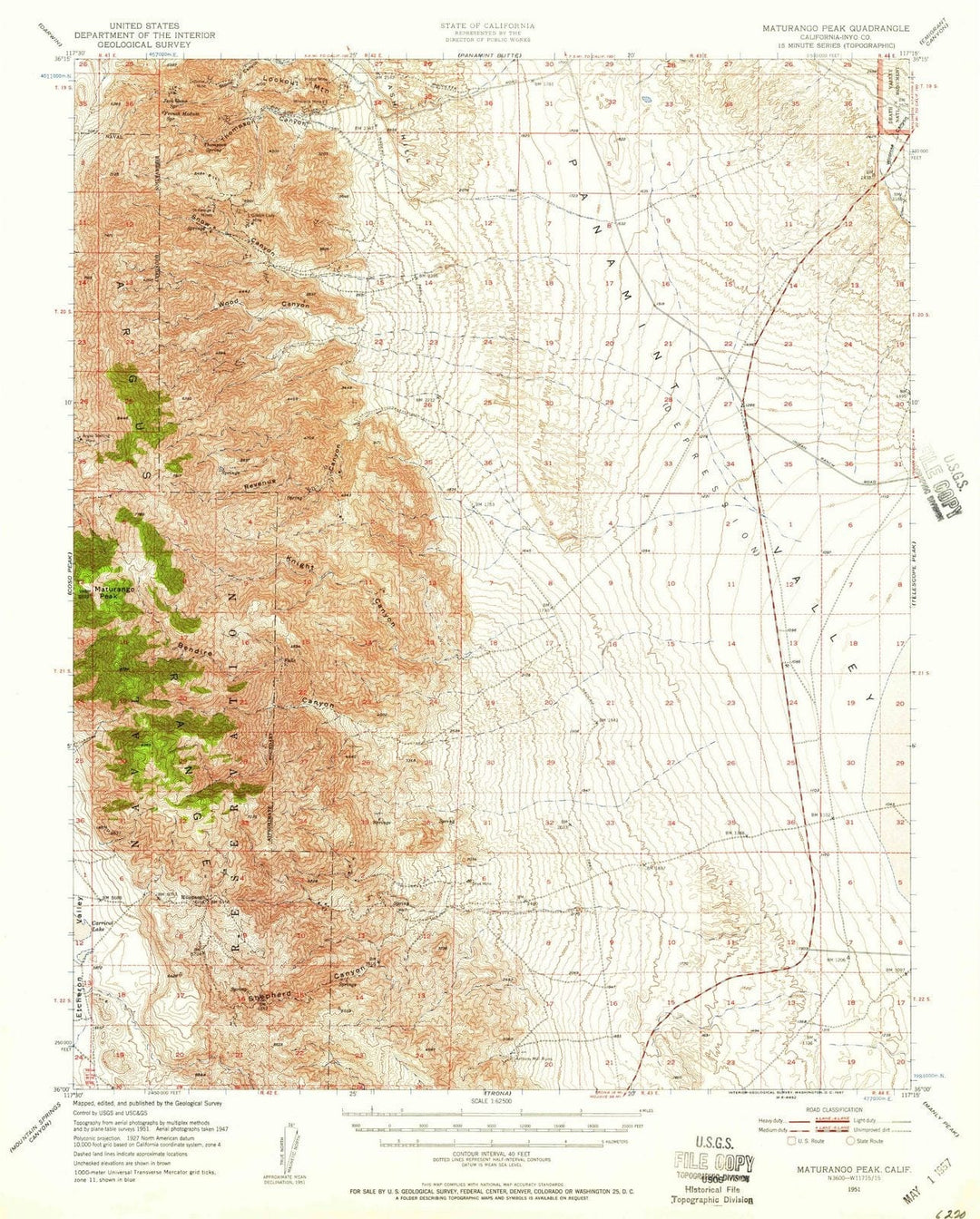 1951 Maturango Peak, CA - California - USGS Topographic Map