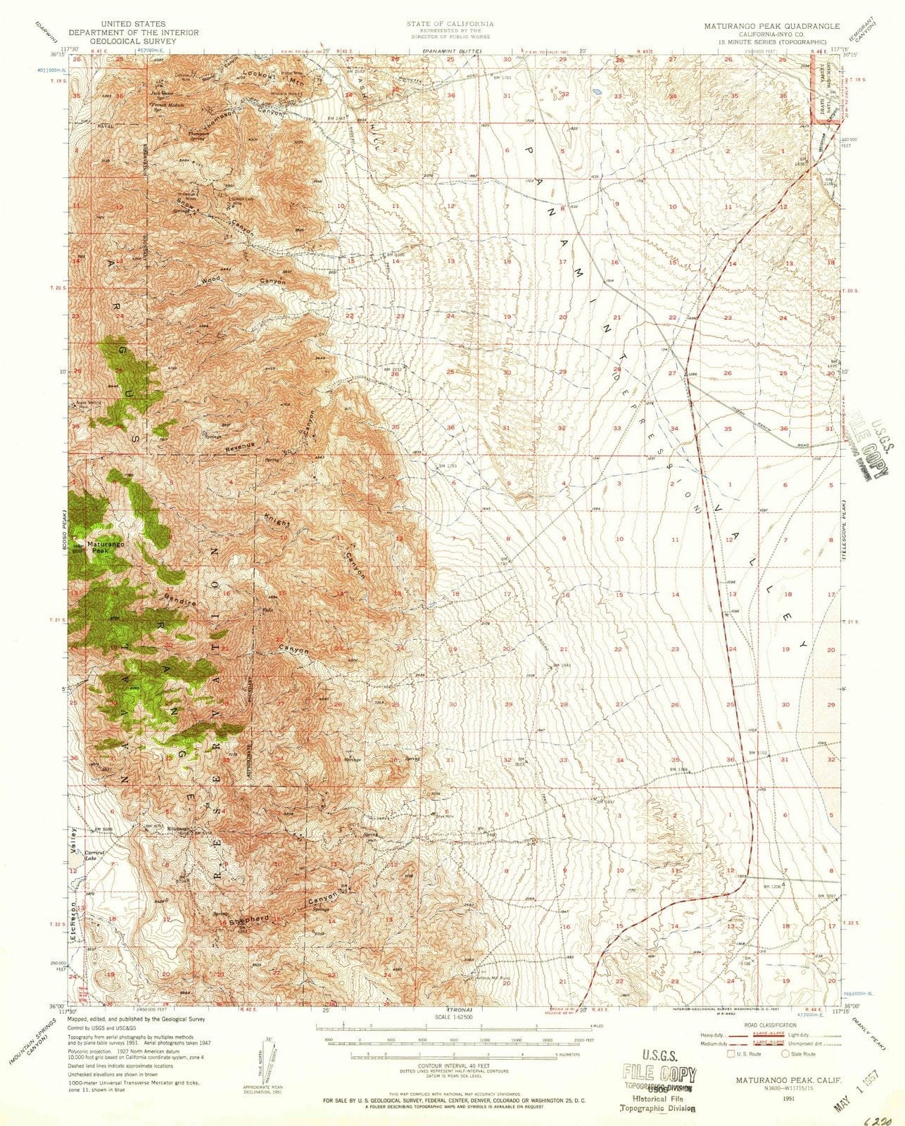 1951 Maturango Peak, CA - California - USGS Topographic Map