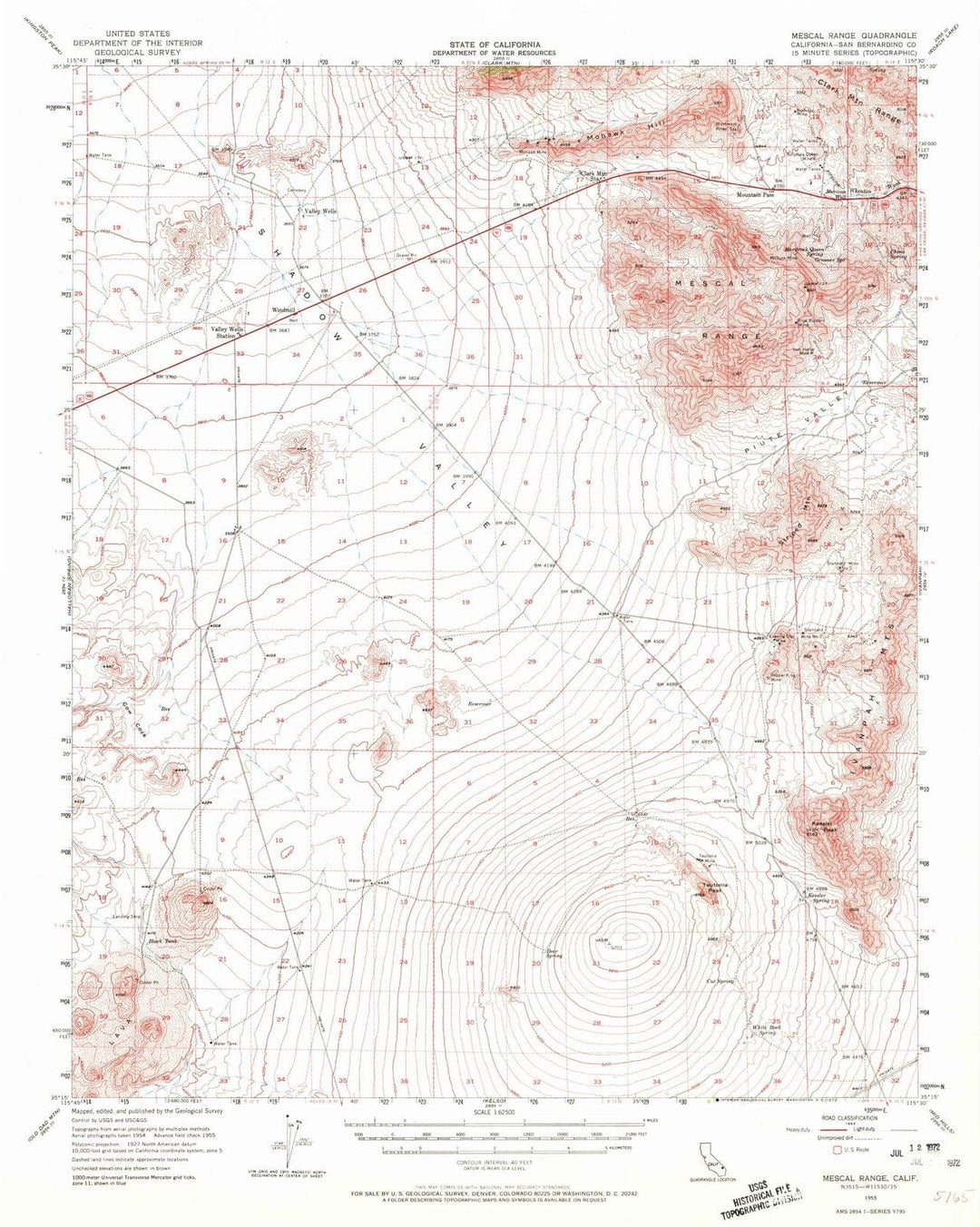 1955 Mescal Range, CA - California - USGS Topographic Map