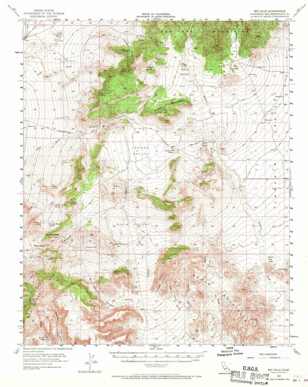 1955 Mid Hills, CA - California - USGS Topographic Map