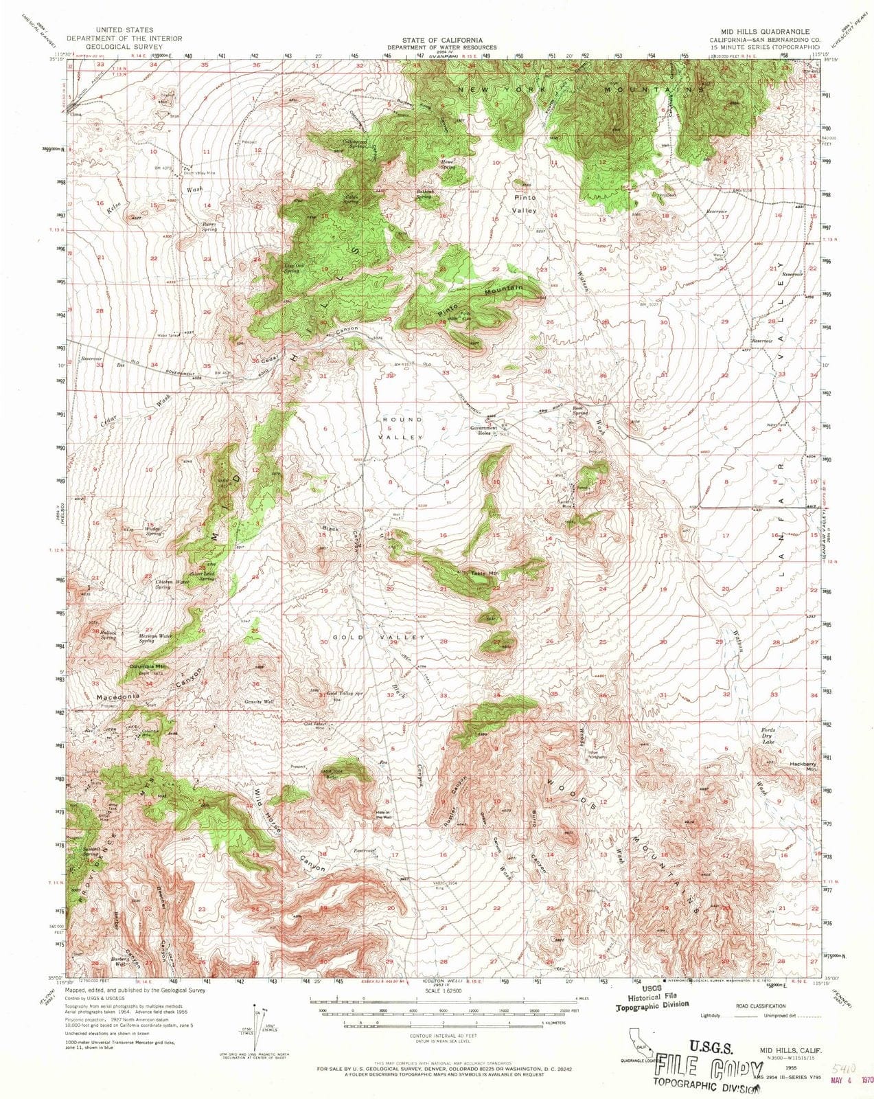 1955 Mid Hills, CA - California - USGS Topographic Map
