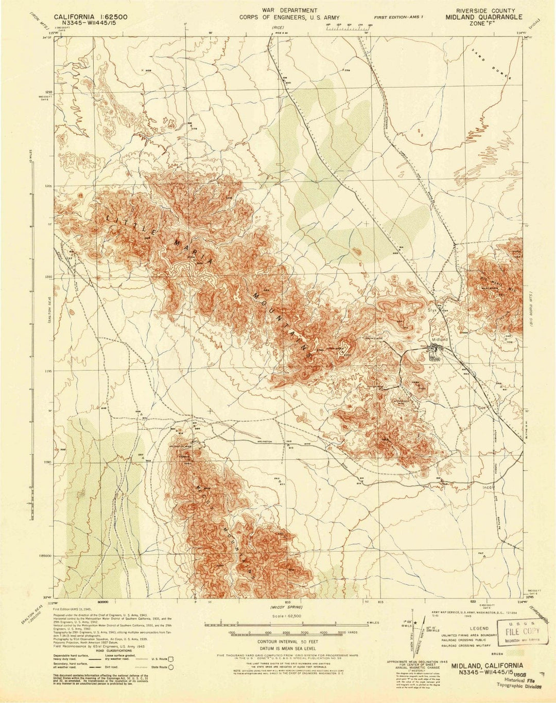 1945 Midland, CA - California - USGS Topographic Map