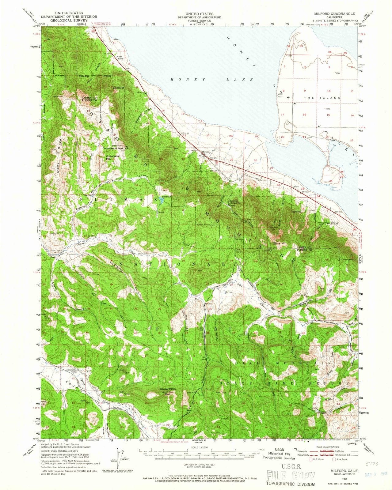 1950 Milford, CA - California - USGS Topographic Map