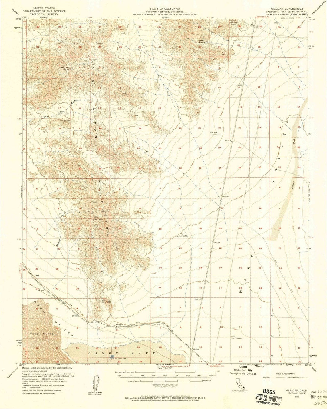 1956 Milligan, CA - California - USGS Topographic Map