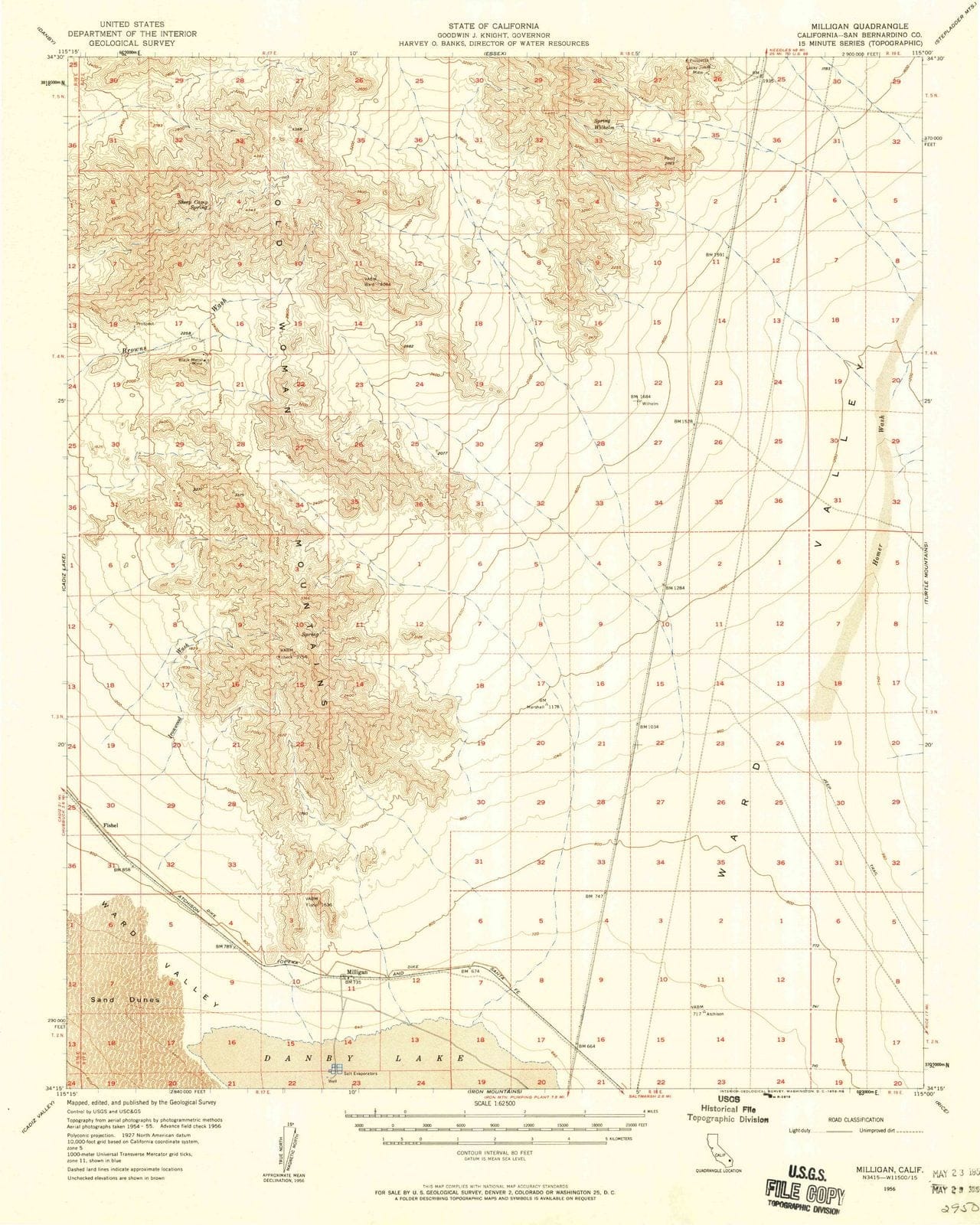 1956 Milligan, CA - California - USGS Topographic Map
