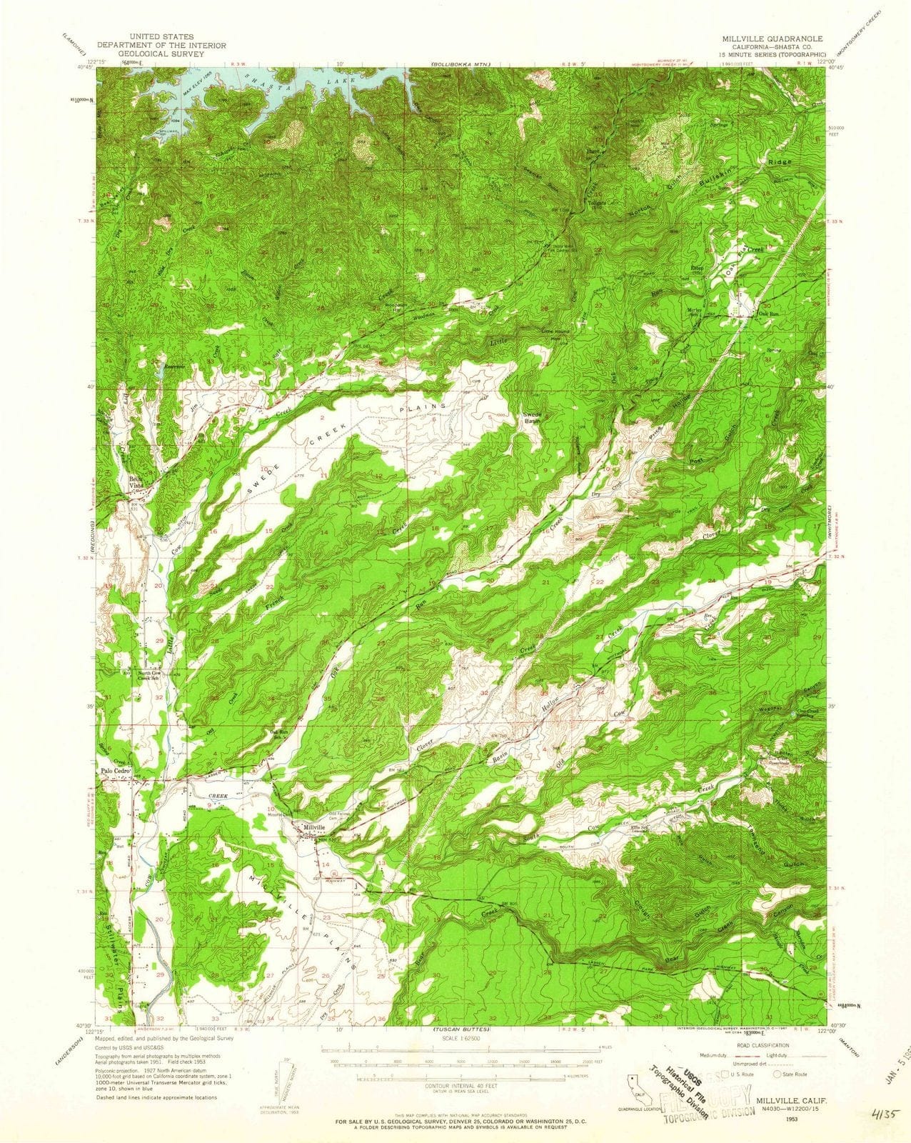 1953 Millville, CA - California - USGS Topographic Map
