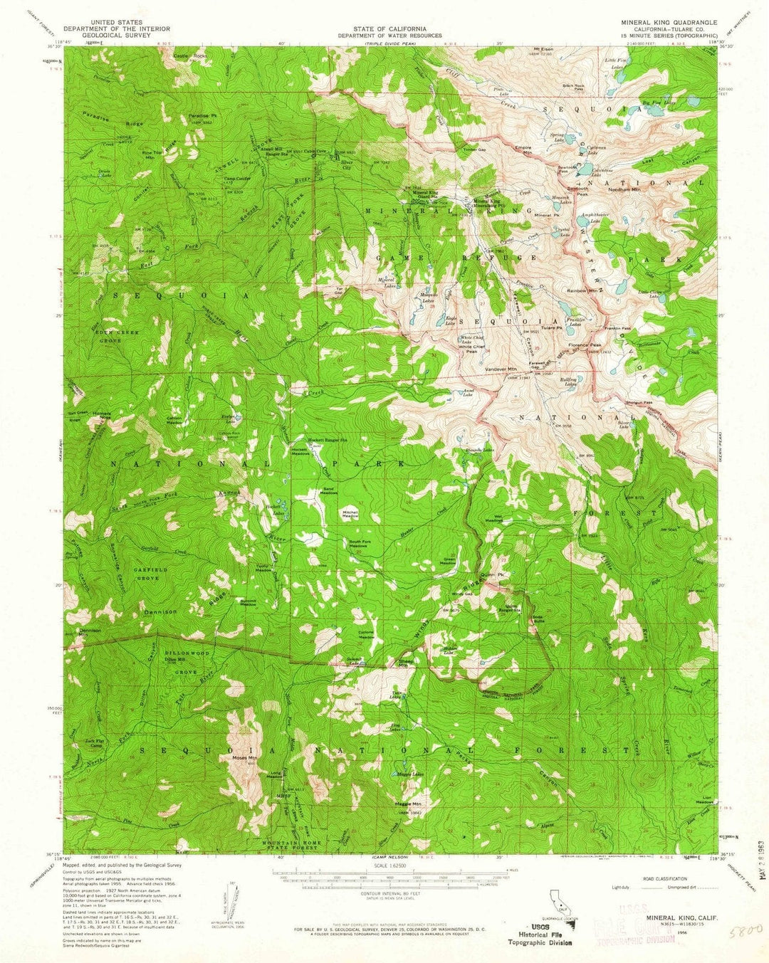 1956 King, CA - California - USGS Topographic Map