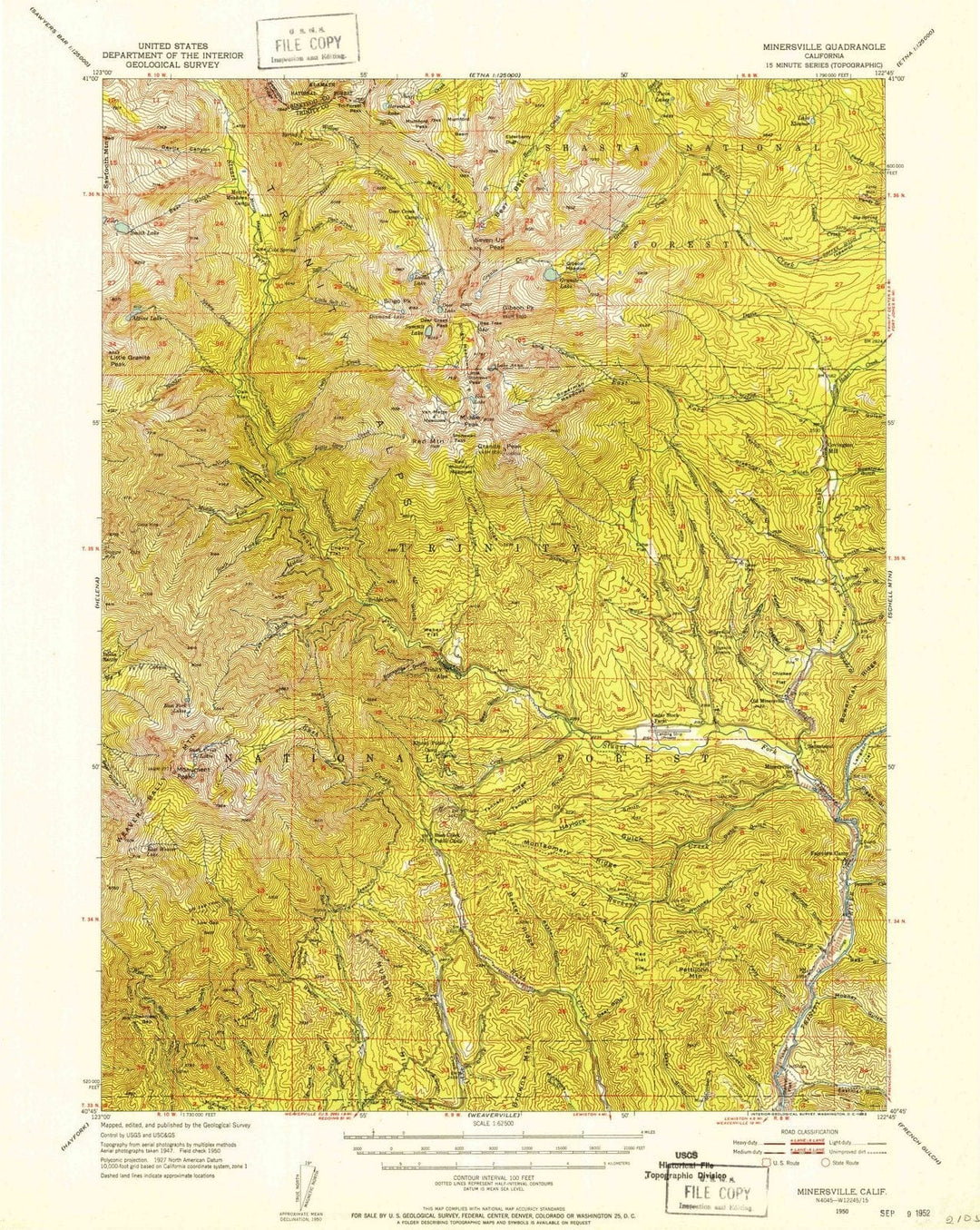 1950 Minersville, CA - California - USGS Topographic Map