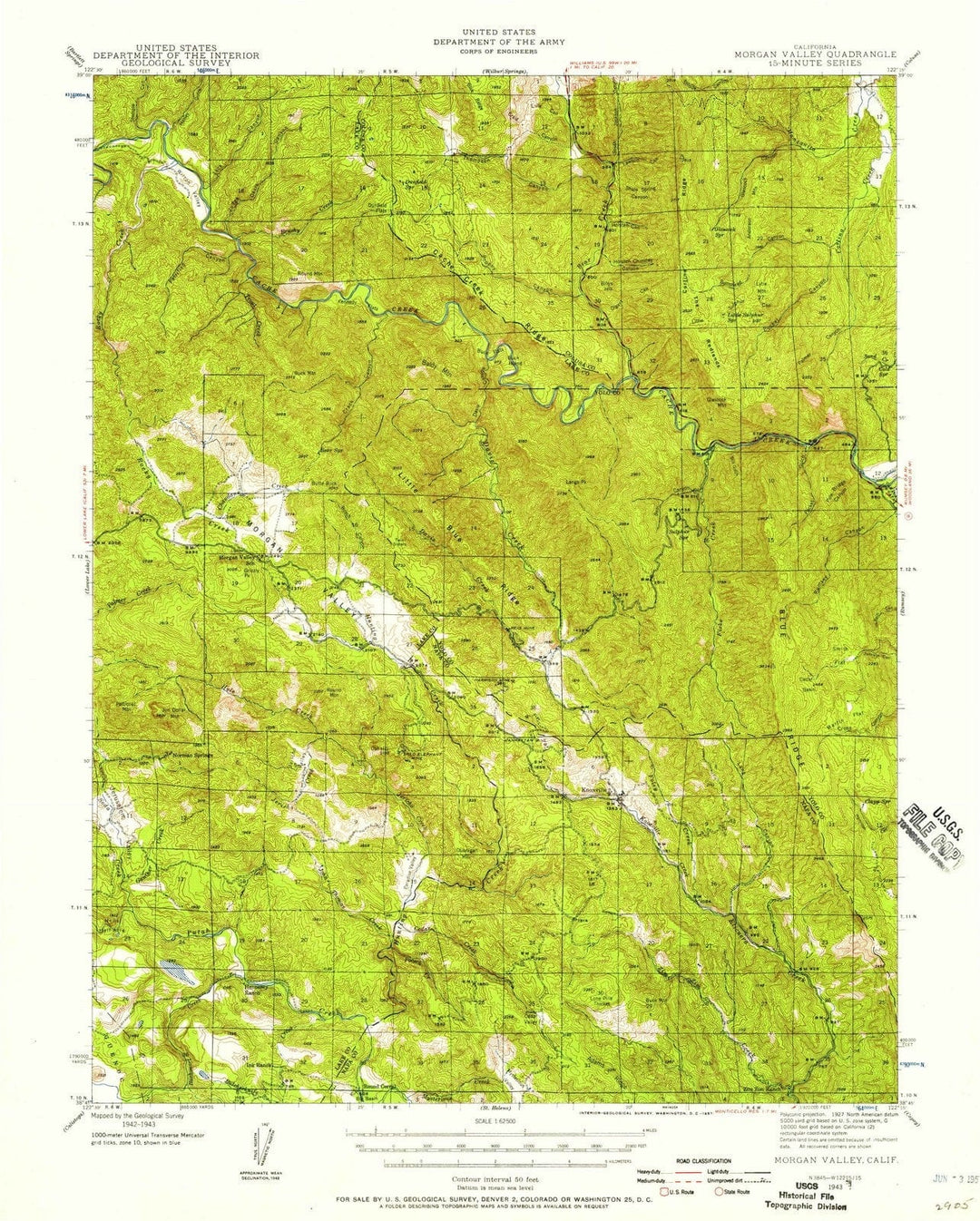 1943 Morgan Valley, CA - California - USGS Topographic Map
