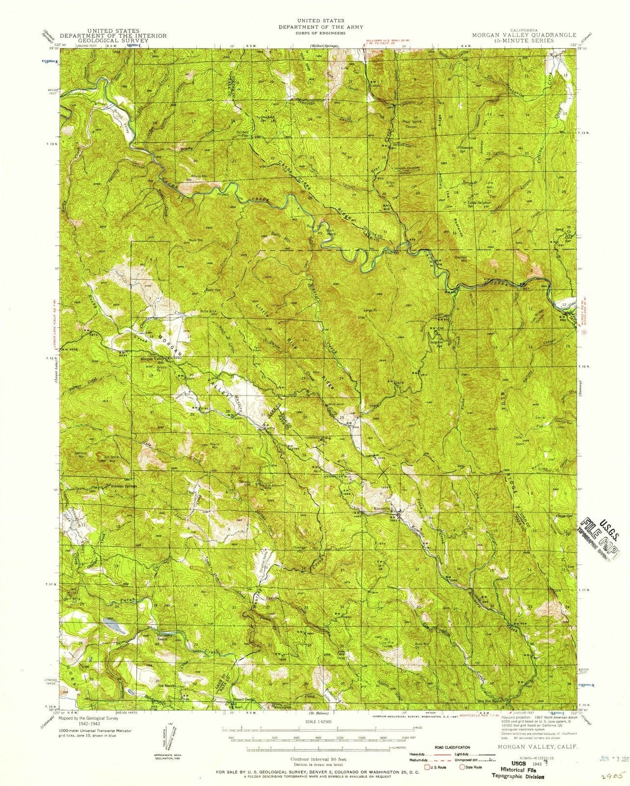 1943 Morgan Valley, CA - California - USGS Topographic Map