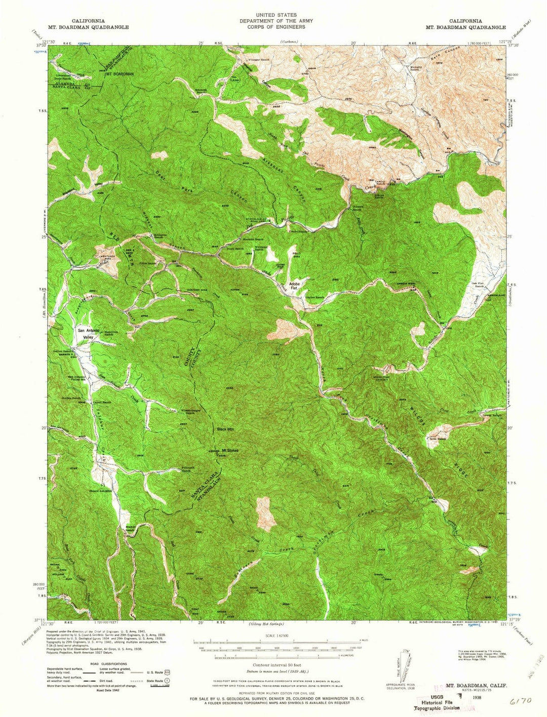 1938 Mt. Boardman, CA - California - USGS Topographic Map