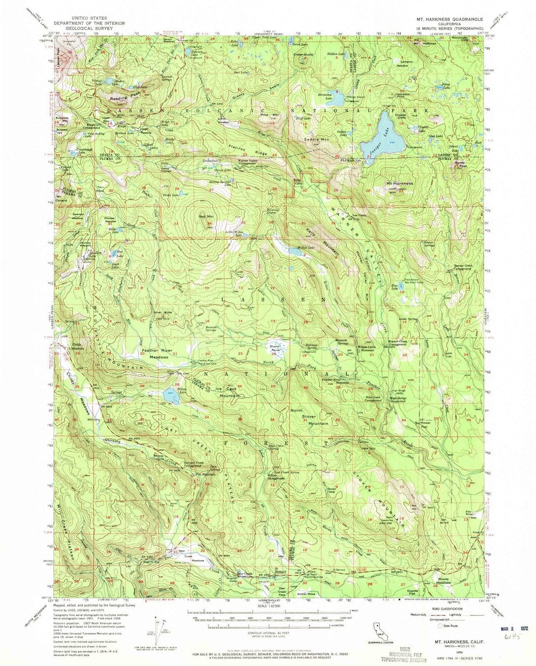 1956 Mt. Harkness, CA - California - USGS Topographic Map