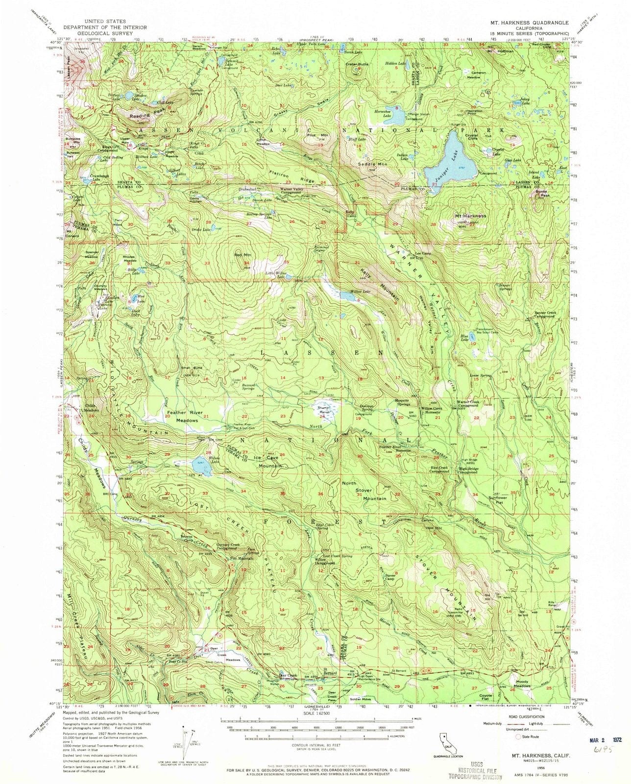 1956 Mt. Harkness, CA - California - USGS Topographic Map