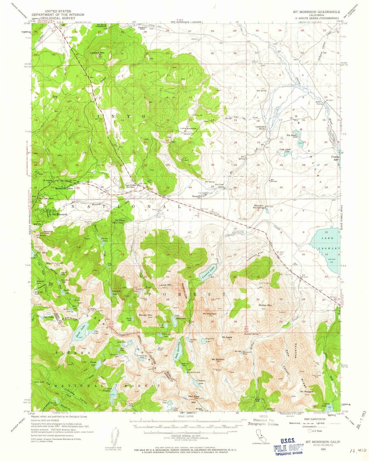 1953 Mt. Morrison, CA - California - USGS Topographic Map