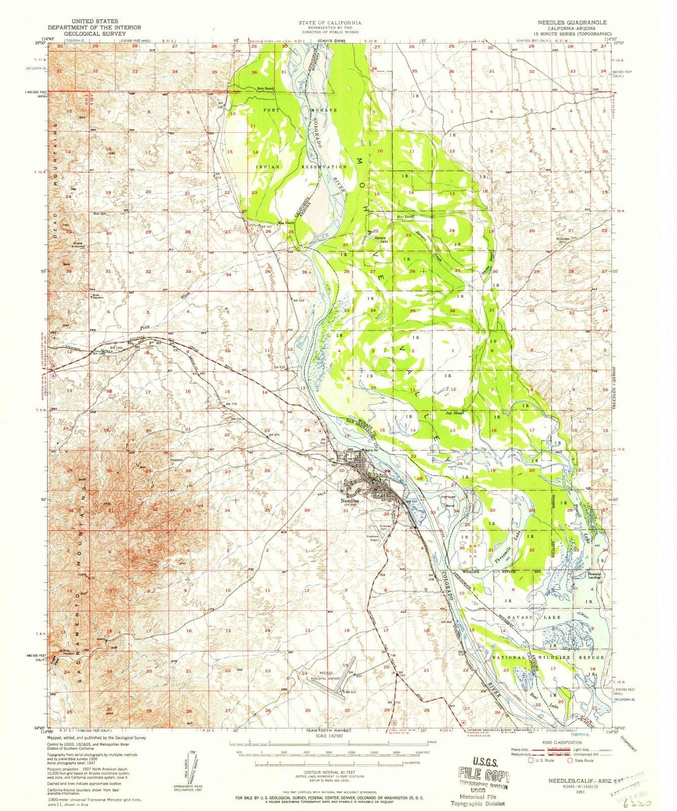 1950 Needles, CA - California - USGS Topographic Map