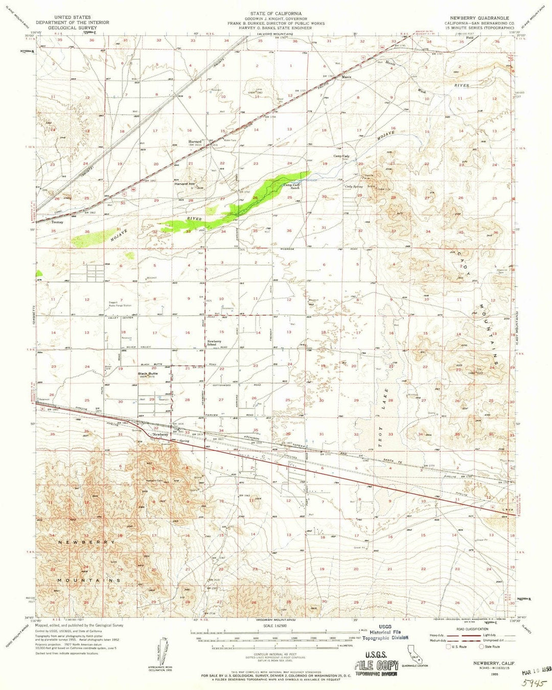 1955 Newberry, CA - California - USGS Topographic Map