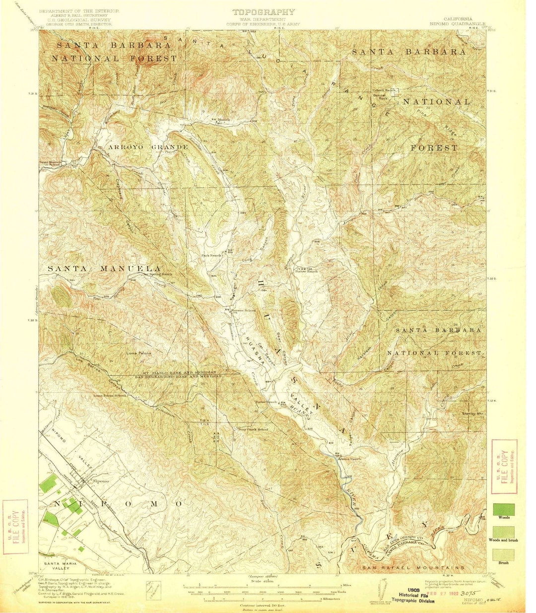 1922 Nipomo, CA - California - USGS Topographic Map
